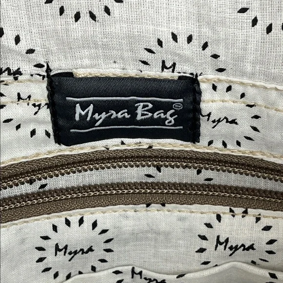 MYRA DOYAN FLORAL CANVAS AND LEATHER ACCENT CROSSBODY BUCKET BAG NWT - Picture 9 of 16